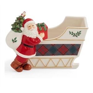 Spode Christmas Tree Santa Sleigh Candy Jar - 8-Inch Holiday New in Box Festive